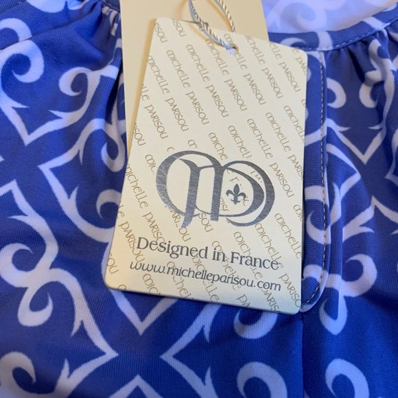 NWT Michelle Parisou Purple and White Sleeveless Tunic Size S - Picture 9 of 14